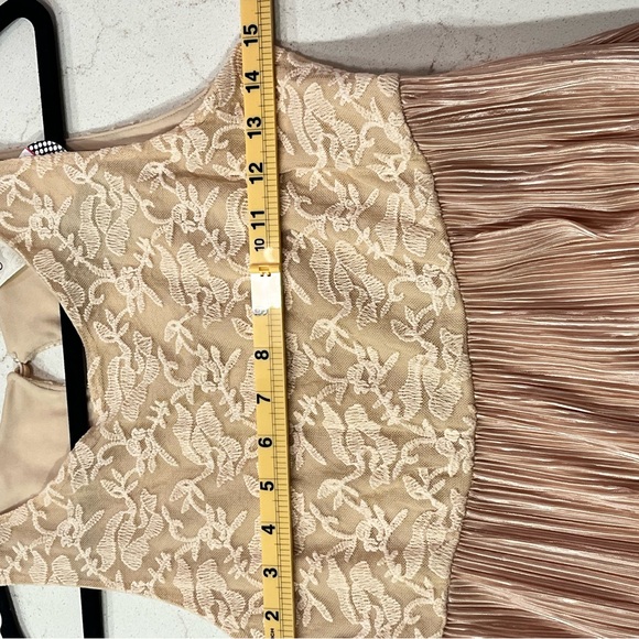 Elegant Lace Maxi Dress in Cream and Tan - Picture 4 of 4